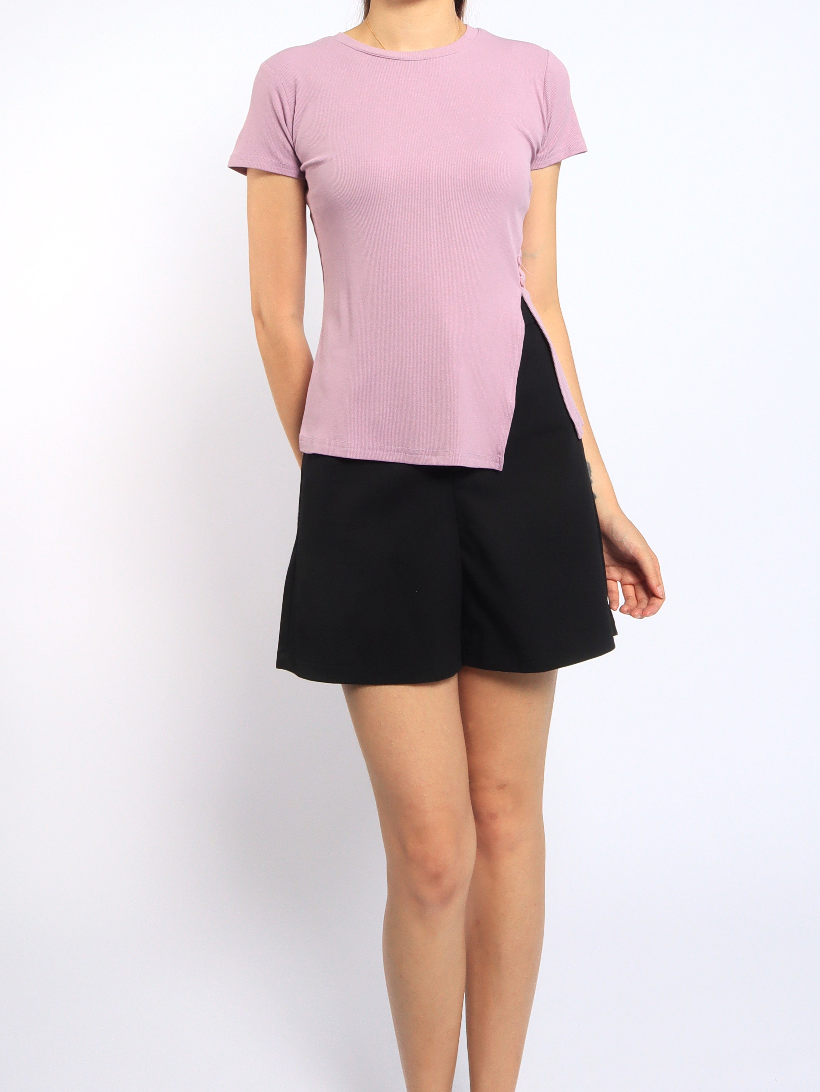 Ribbed Side Slit Top