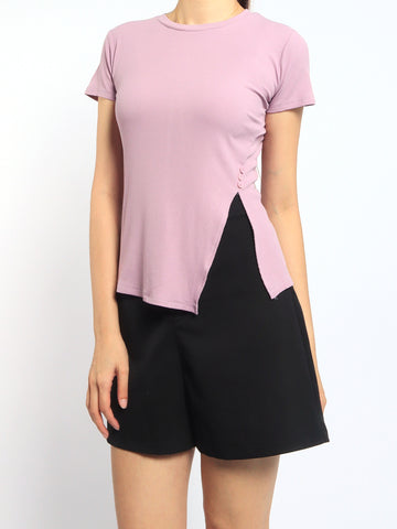 Ribbed Side Slit Top