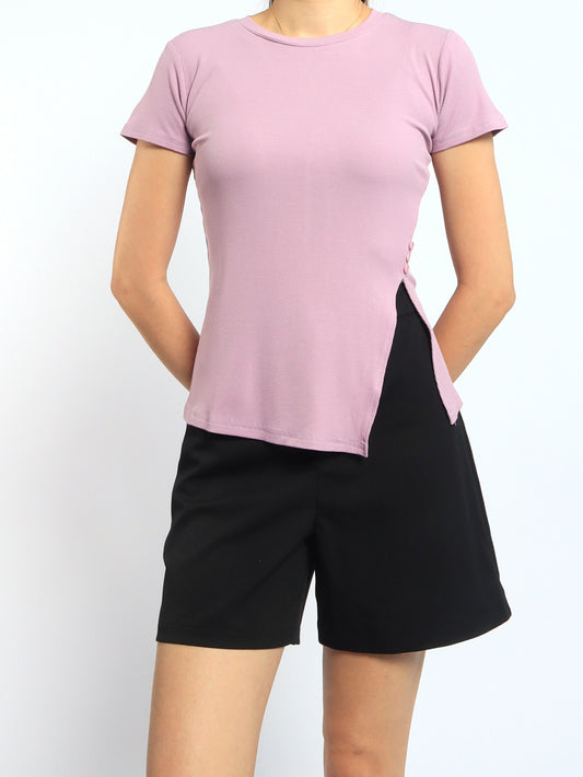 Ribbed Side Slit Top, women's top - Ferlicious Singapore