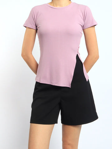 Ribbed Side Slit Top