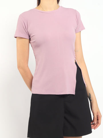 Ribbed Side Slit Top