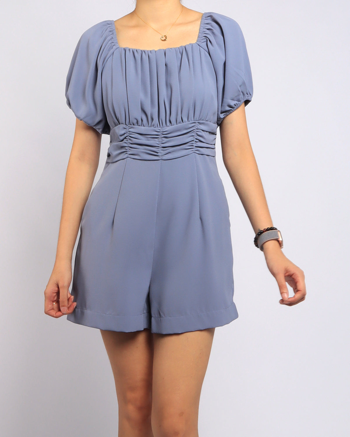 Ruched Playsuit, women's romper - Ferlicious Singapore