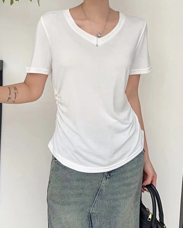 Ruched Waist Short Sleeve Tee - Ferlicious Singapore (view 2)