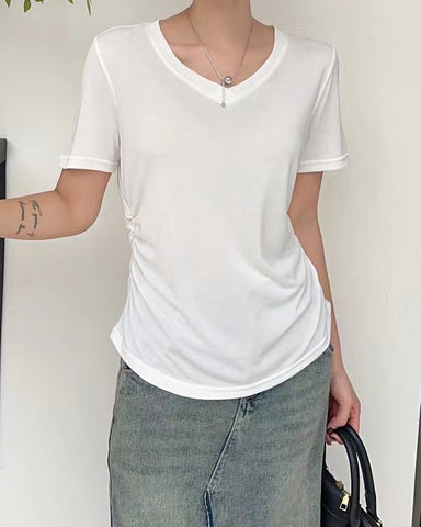 Ruched Waist Short Sleeve Tee