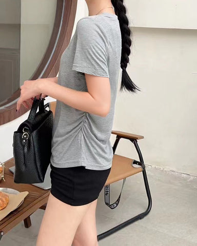Ruched Waist Short Sleeve Tee