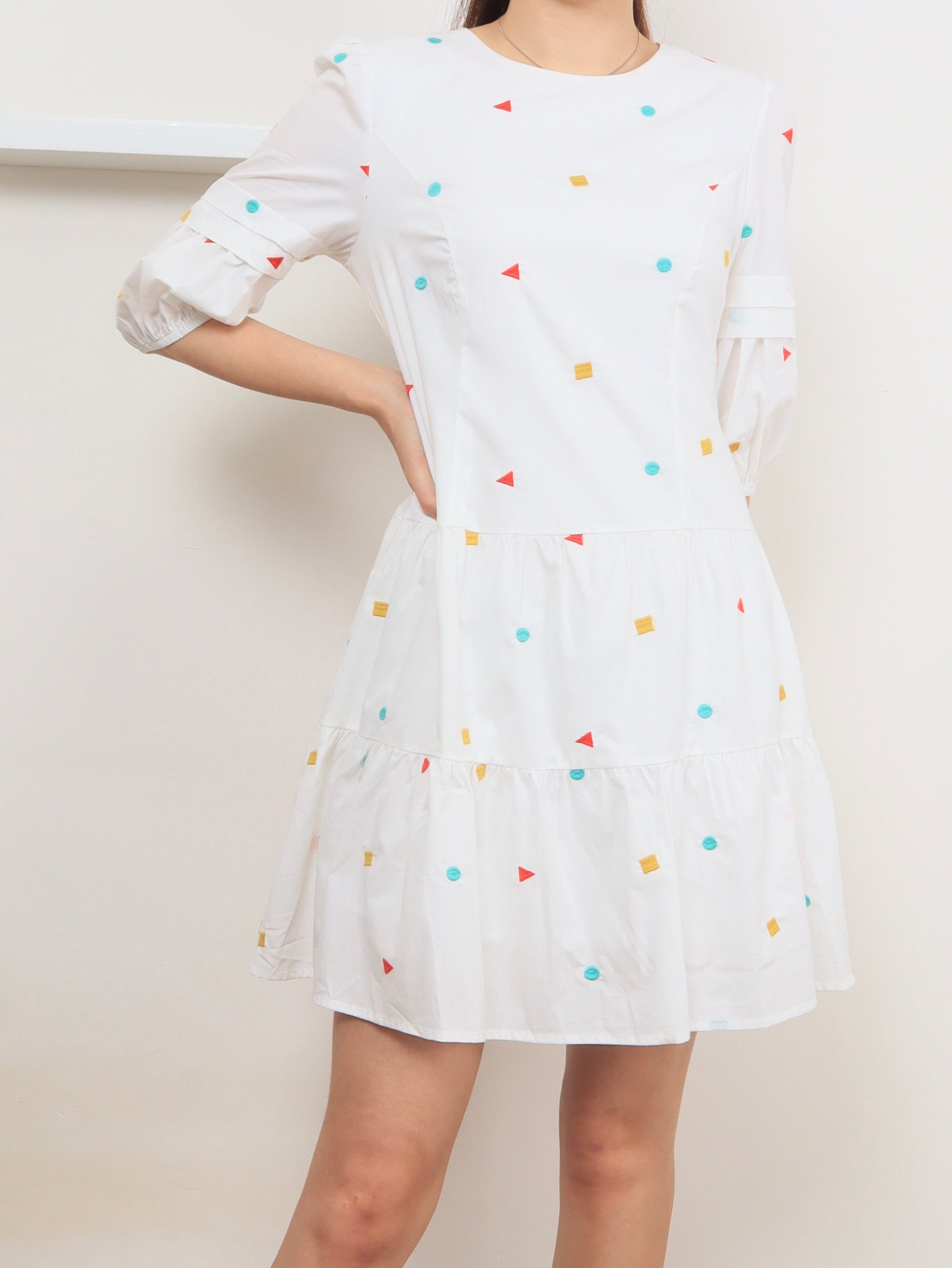 Shapes Babydoll Dress - White