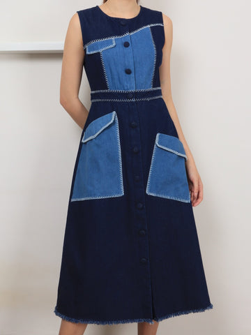 Skylar Denim Midi Dress - Dark