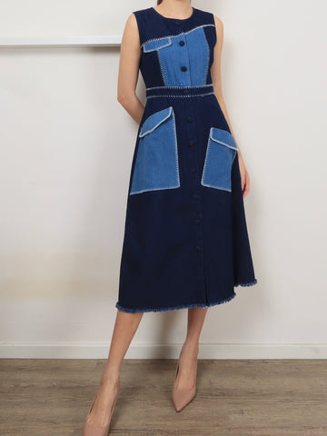 Skylar Denim Midi Dress - Dark