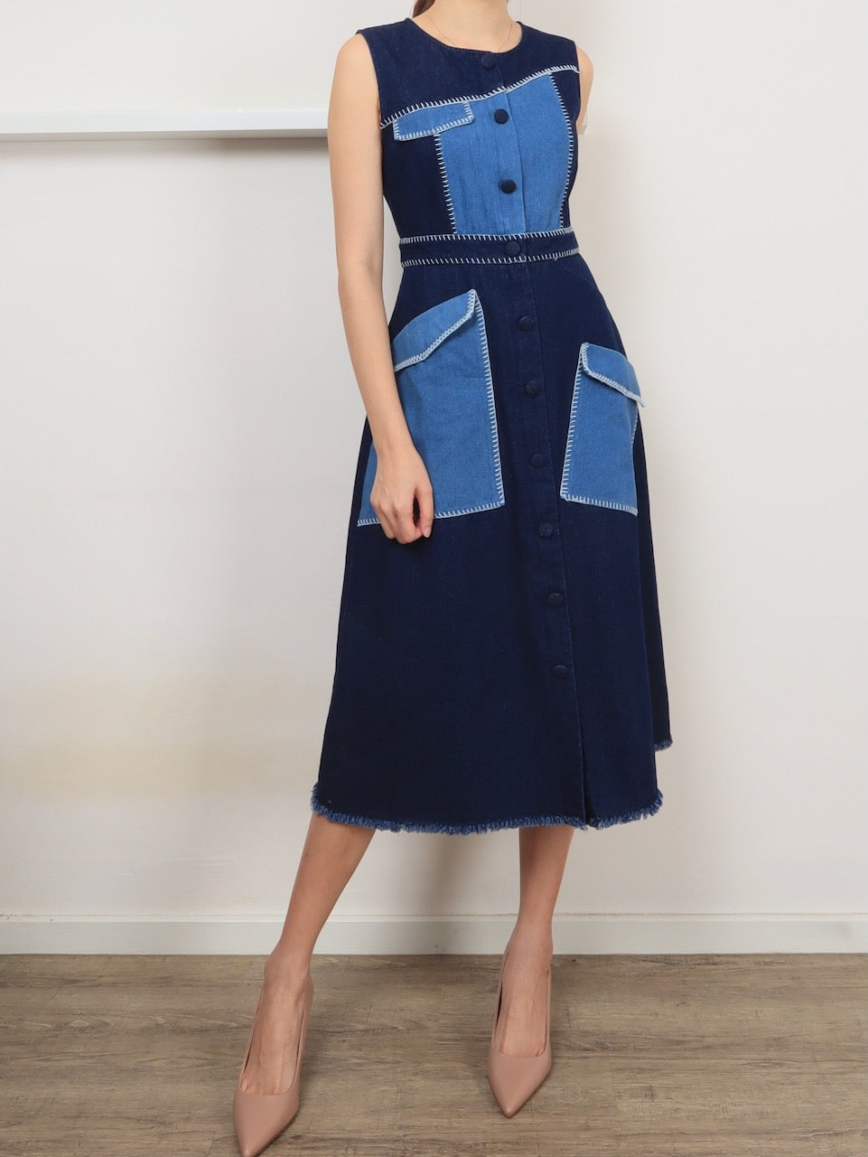 Skylar Denim Midi Dress - Dark