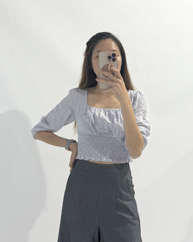 Smocked Waist Eyelet Top
