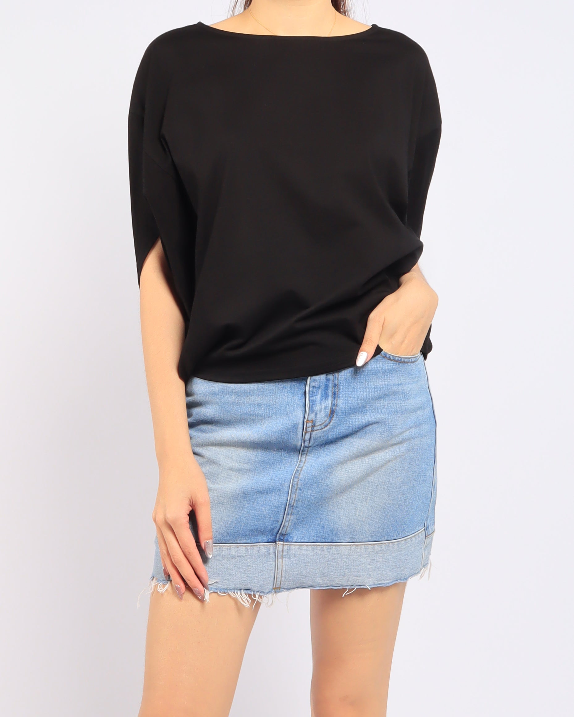 Smooth Cotton Batwing Top
