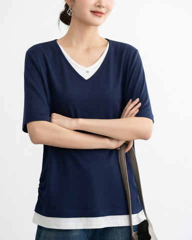 Soft Touch Layered V-Neck Top