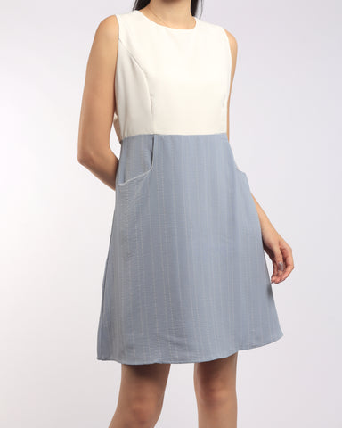 Stripes Bottom A Line Dress - Black (Non-returnable)