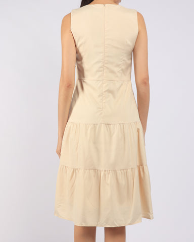 Sunlace Embroidered Tiered Midi Dress