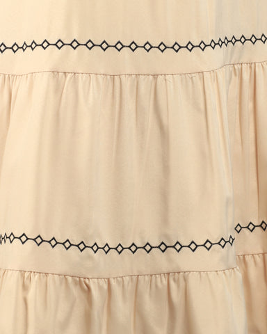 Sunlace Embroidered Tiered Midi Dress