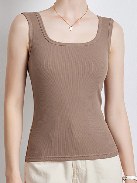 Ribbed Cotton U Neck Bra Top