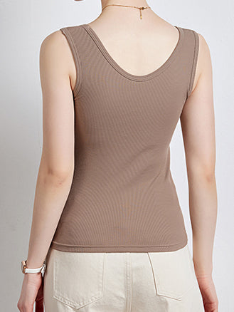 Ribbed Cotton U Neck Bra Top