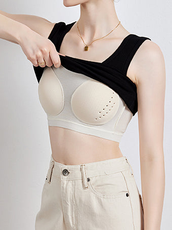 Ribbed Cotton U Neck Bra Top