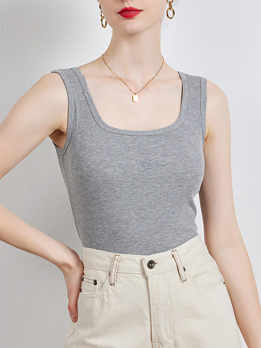 Ribbed Cotton U Neck Bra Top