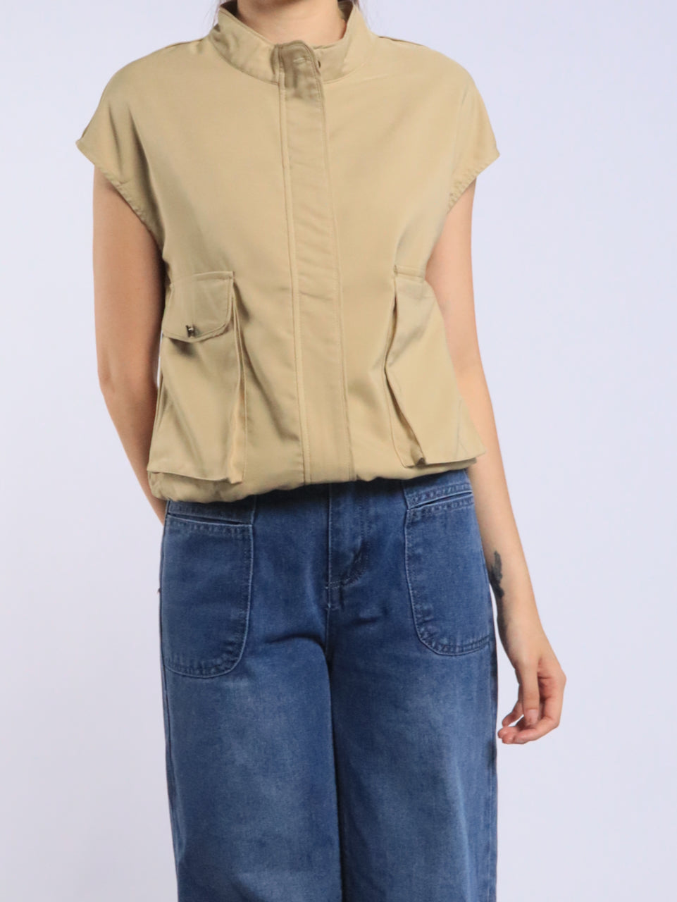 Utility Cargo Vest - Beige