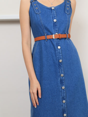 Zip Through Denim Midi - Light