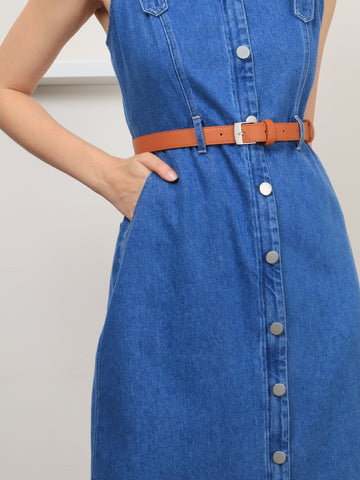 Zip Through Denim Midi - Light