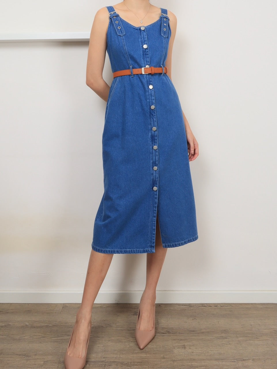 Zip Through Denim Midi - Light