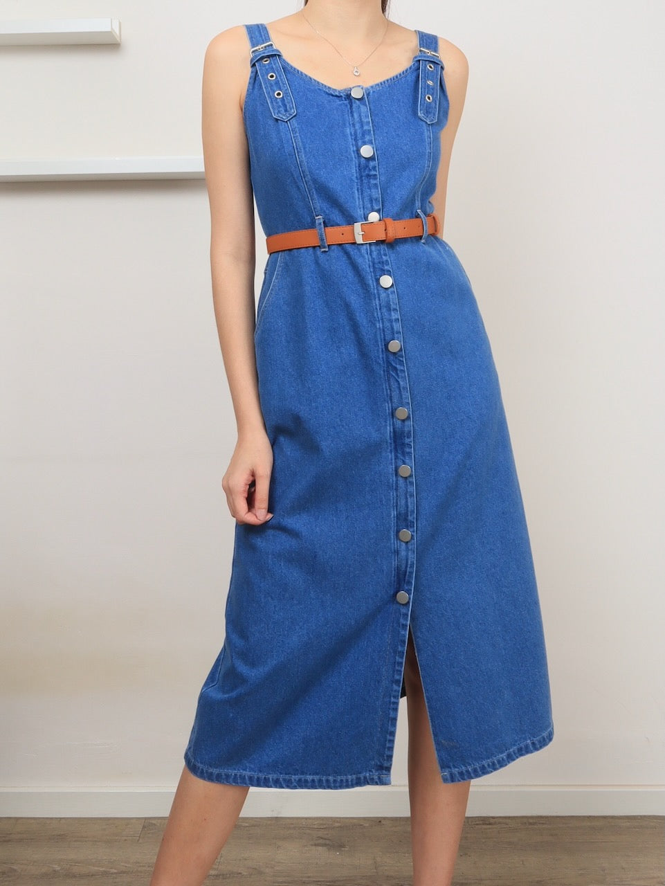 Zip Through Denim Midi - Light