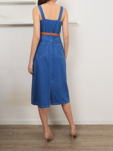 Zip Through Denim Midi - Light