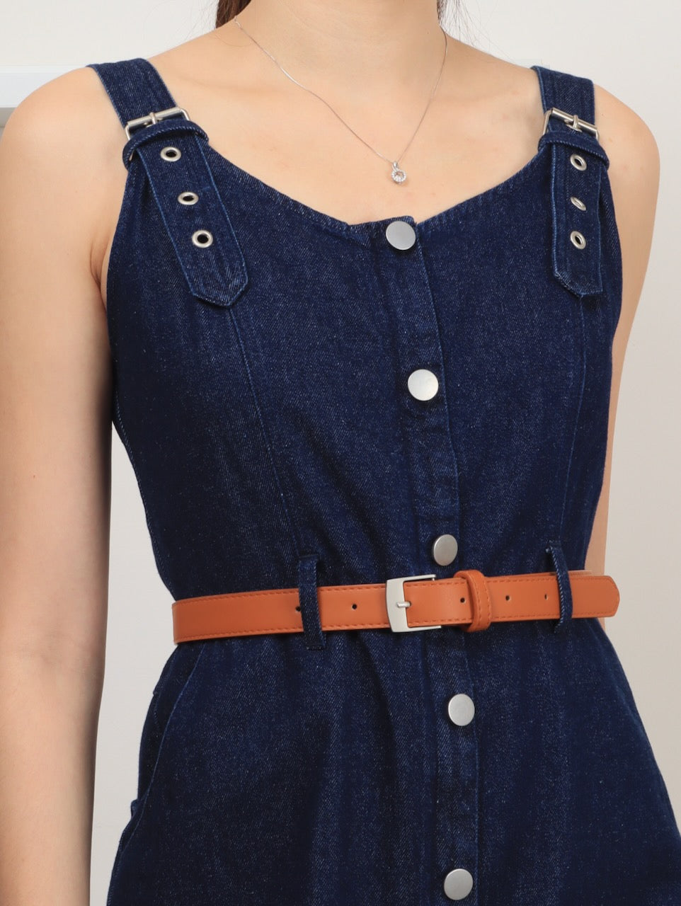 Zip Through Denim Midi - Dark