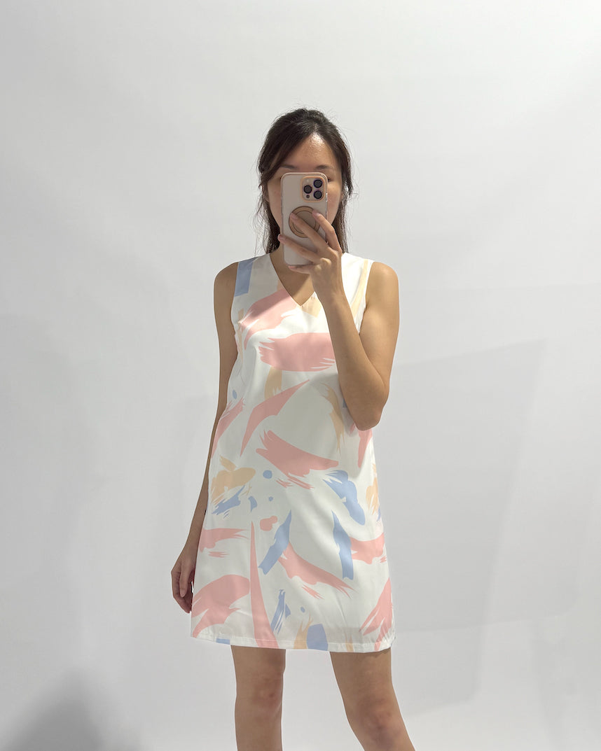 Abstract Print Shift Dress - Ferlicious Singapore (view 11)