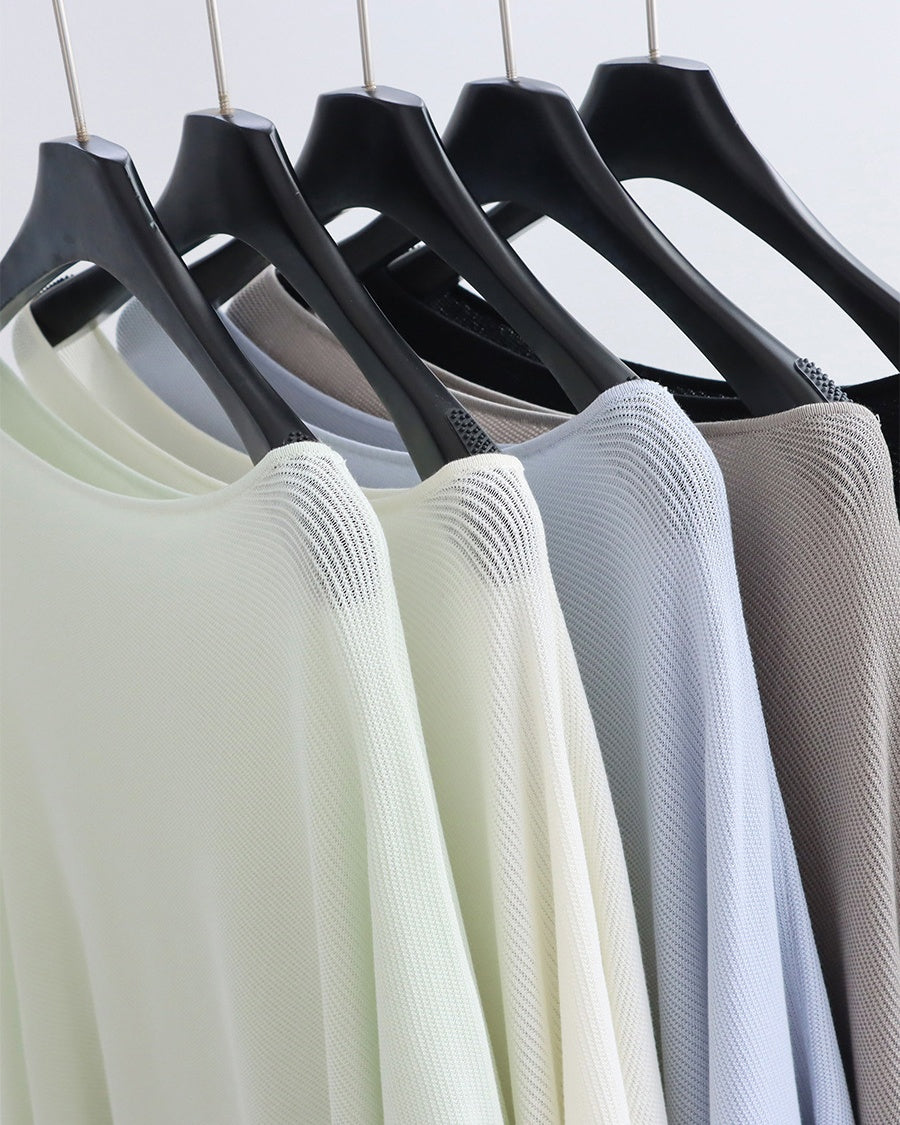Asymmetric Boat Neck Knit Poncho Top