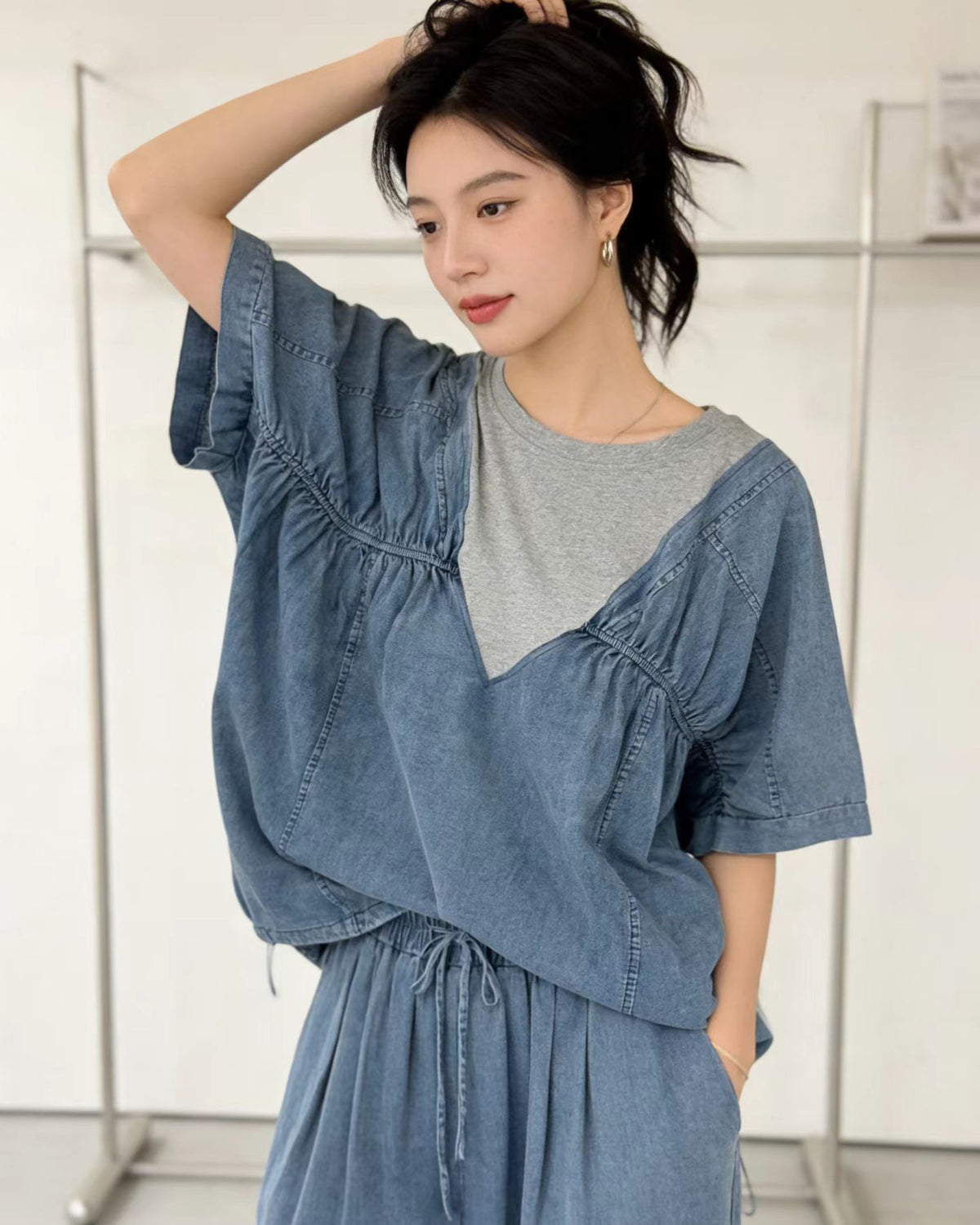 Denim Batwing Top - Ferlicious Singapore (view 3)