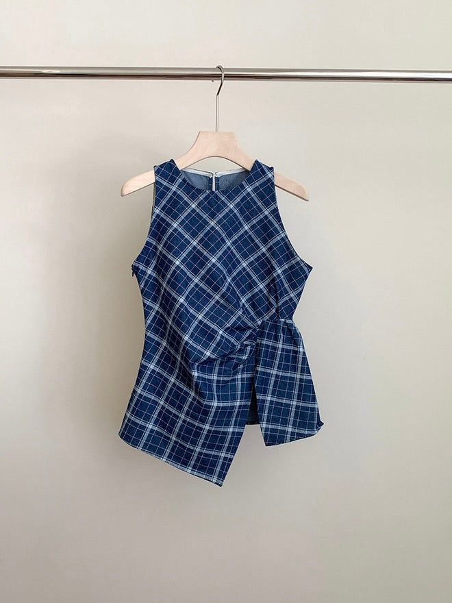 Checks Ruched Peplum Top