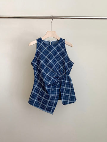 Checks Ruched Peplum Top