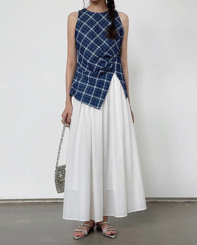 Checks Ruched Peplum Top