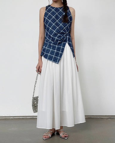 Checks Ruched Peplum Top