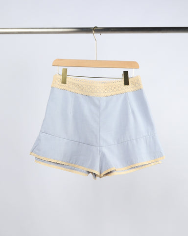 Crochet Trim Ruffles Shorts