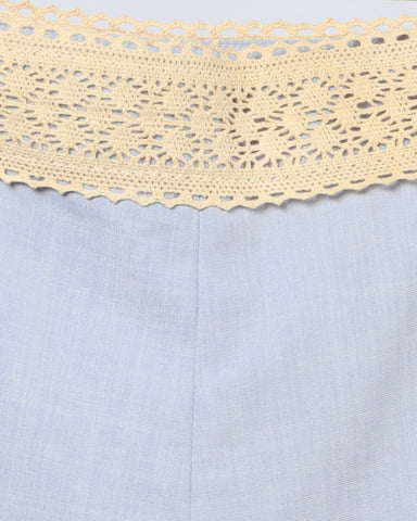 Crochet Trim Ruffles Shorts