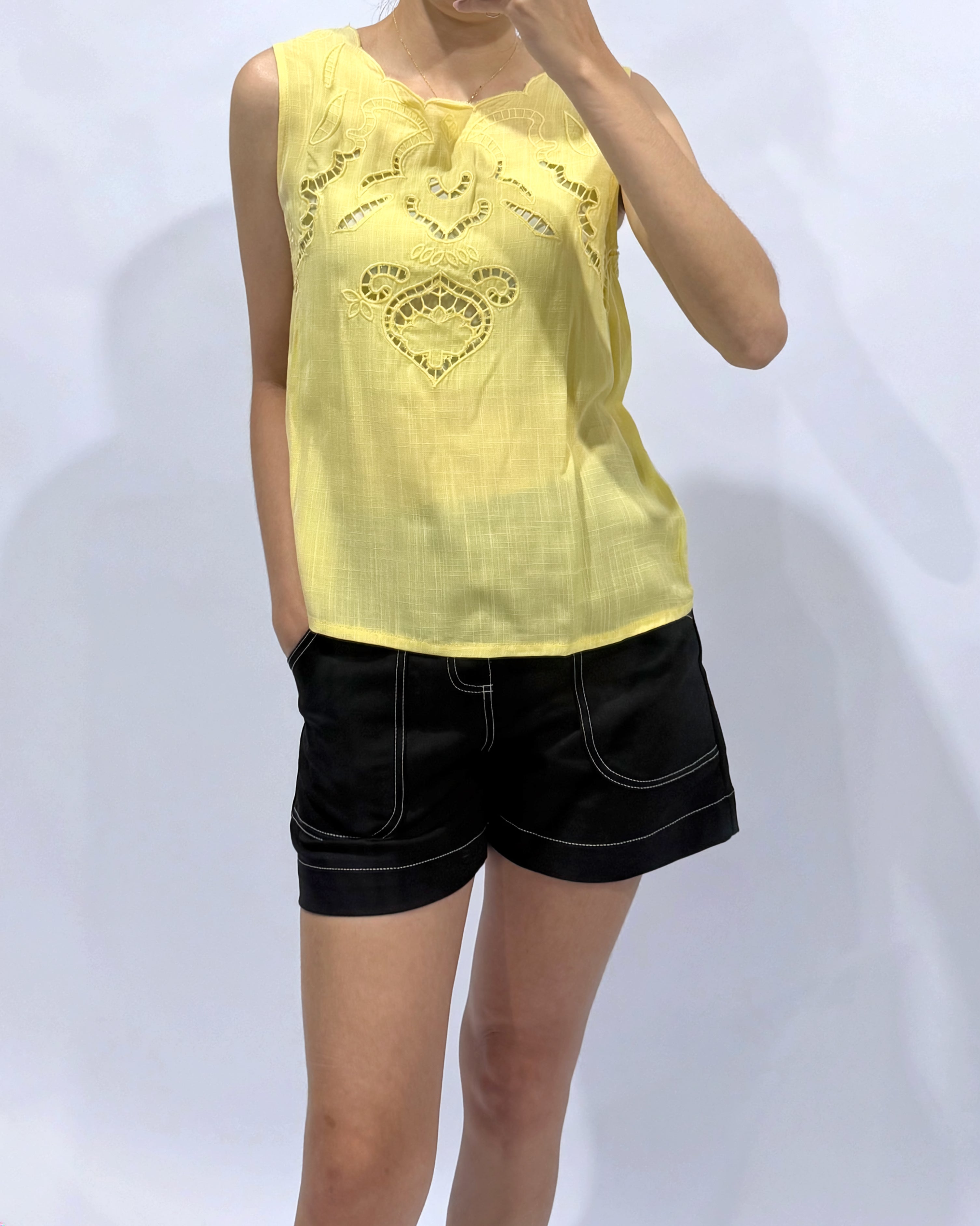 Cut Out Embroidery Top