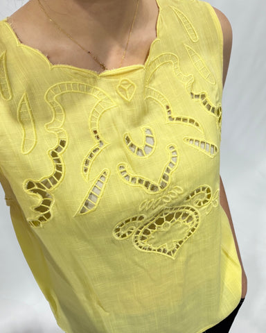 Cut Out Embroidery Top