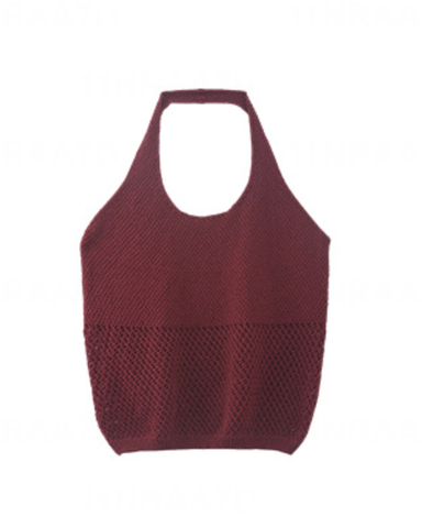 Cutout Halter Knit Top - Red