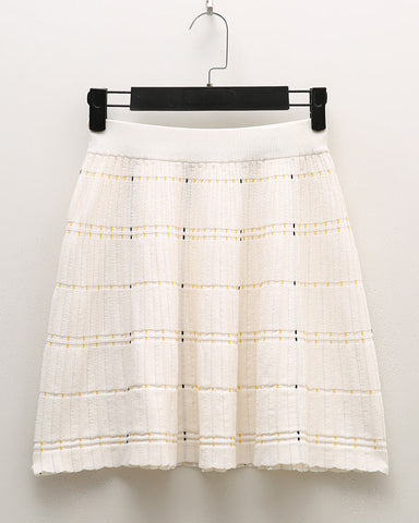 Dash Detail Knit Short Sleeve Skirt Set