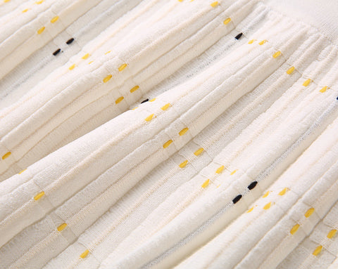 Dash Detail Knit Short Sleeve Skirt Set