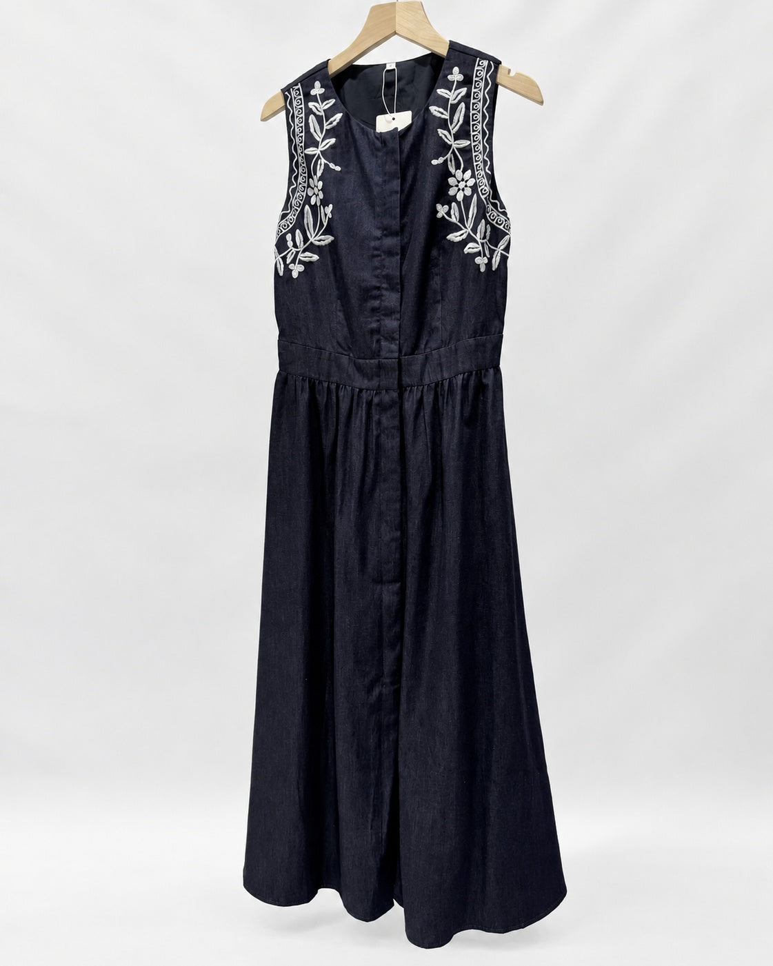 Denim Embroidery Midi Dress - Ferlicious Singapore (view 4)