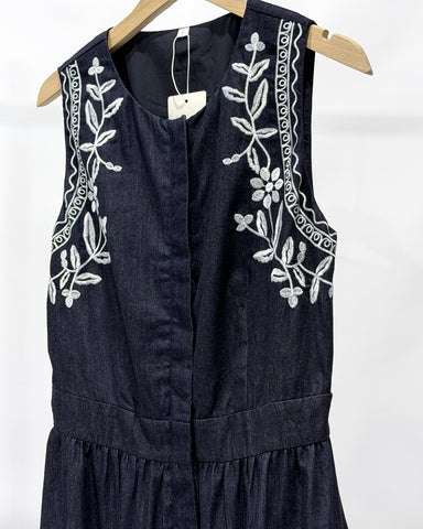 Denim Embroidery Midi Dress - Ferlicious Singapore (view 5)
