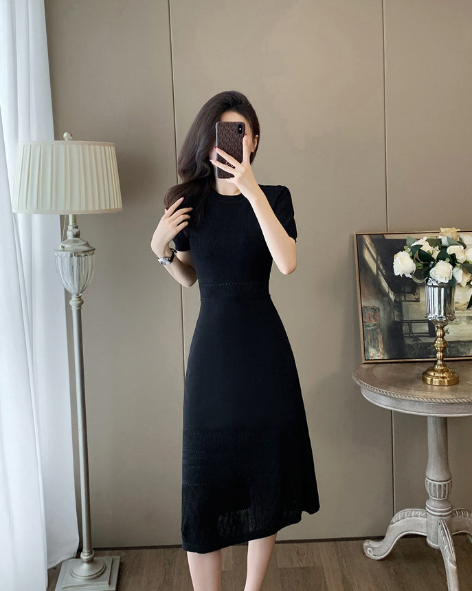 Mixed Knit Midi Dress, women's dress - Ferlicious Singapore