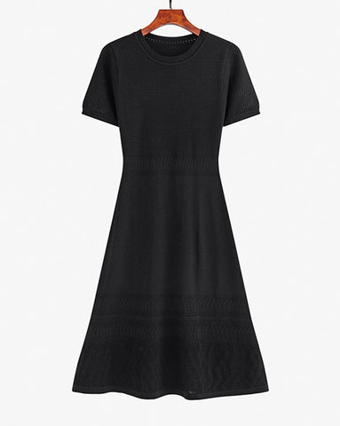 Mixed Knit Midi Dress