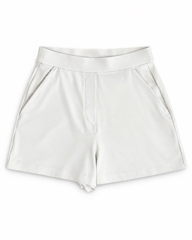 Elastic Waist Tailored Shorts - Ivory