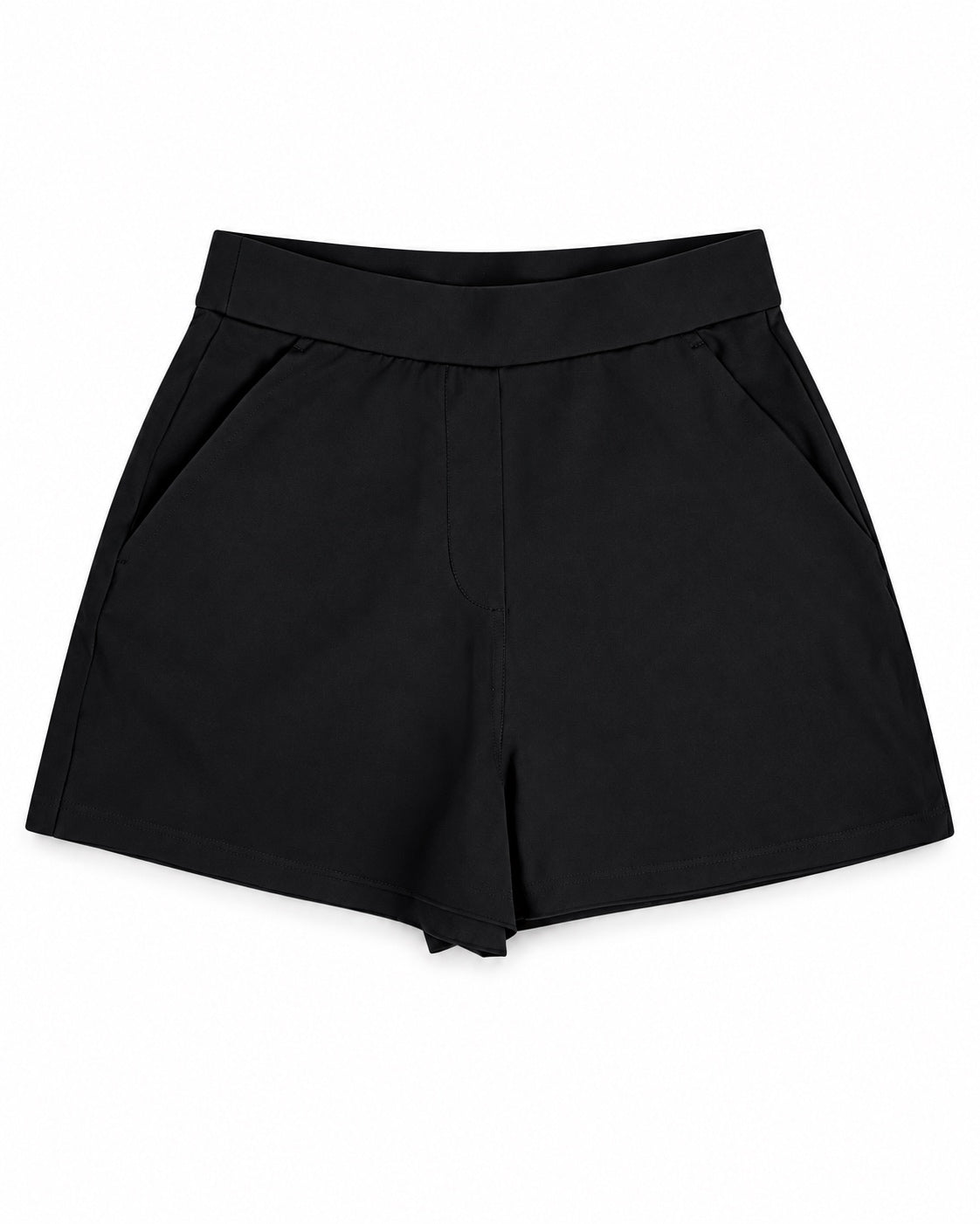 Elastic Waist Tailored Shorts - Black